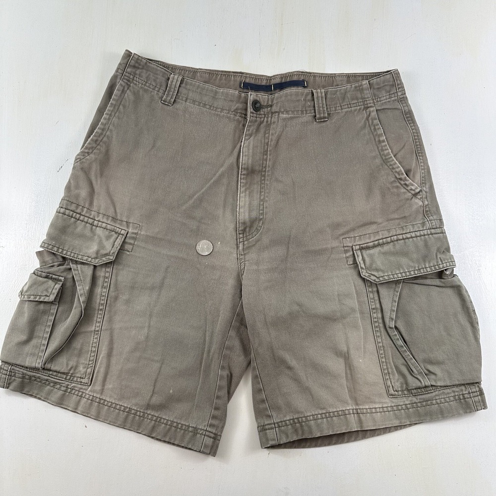 Nautica Clipper Cargo Shorts Men 34 Army Green Relaxed‎ Fit Thick Cotton Twill